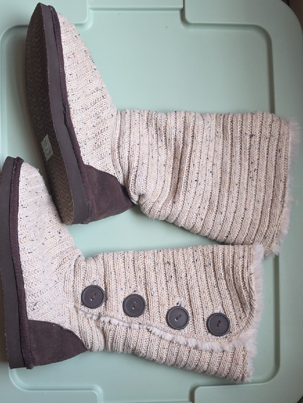 Muk Luks Knit Button Slipper Boots